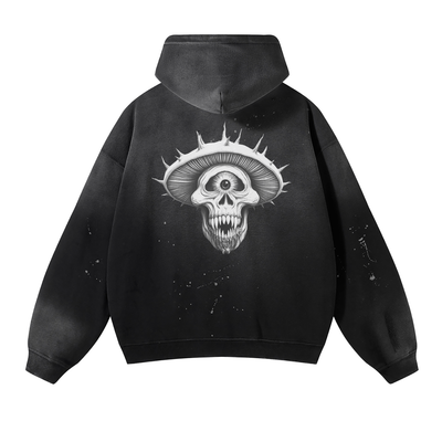 Vintage Wash Frayed Fleece Hoodie - 360 GSM